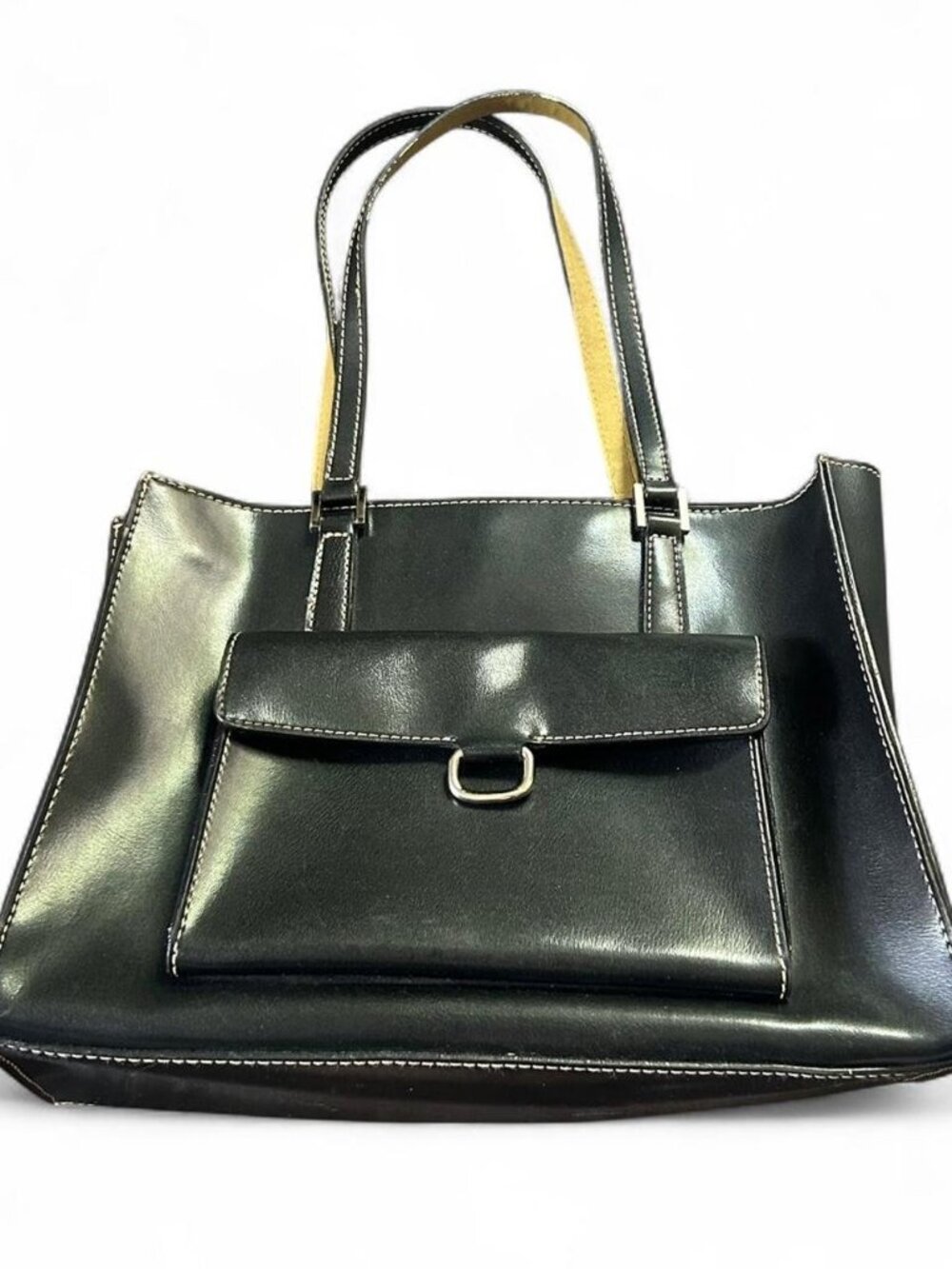 Black pleather shoulder clean girl tote bag #fauxleather #totebag   Mondani New